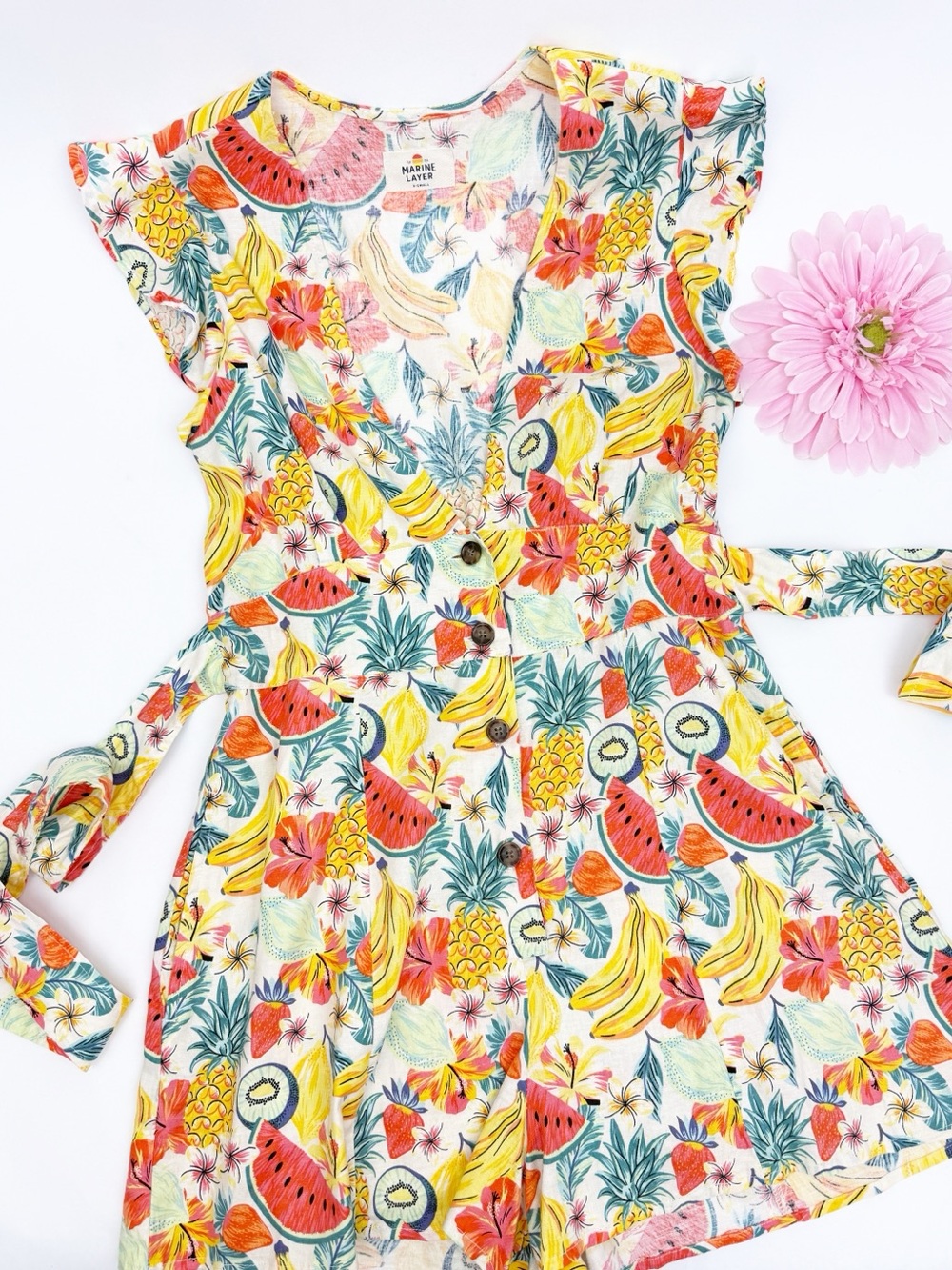 Marine Layer Camila Romper Floral Fruit Tropical Print - Picture 7 of 16